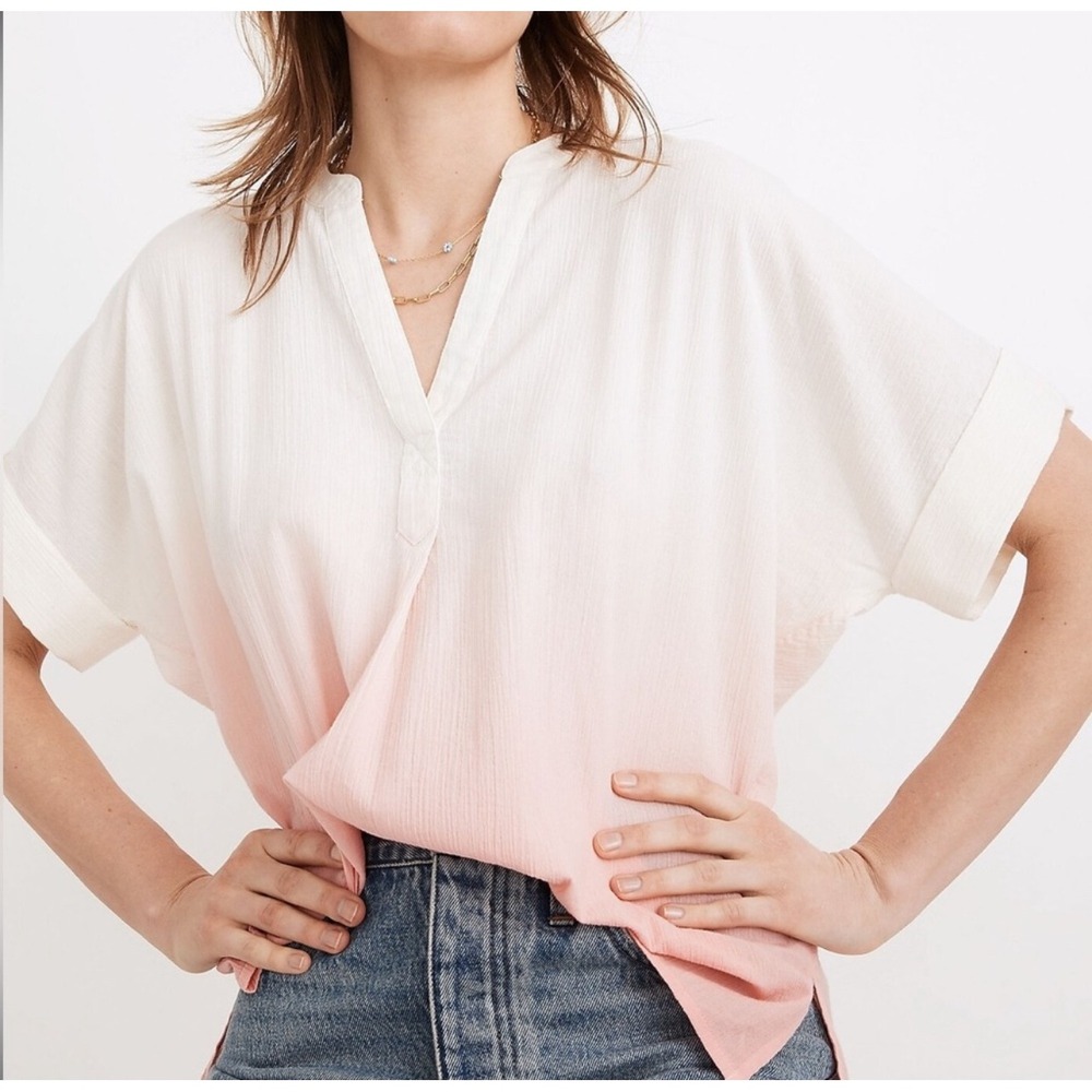 Madewell Lakeline PINK‎ Dip Dye Popover
Shirt Size S NWT